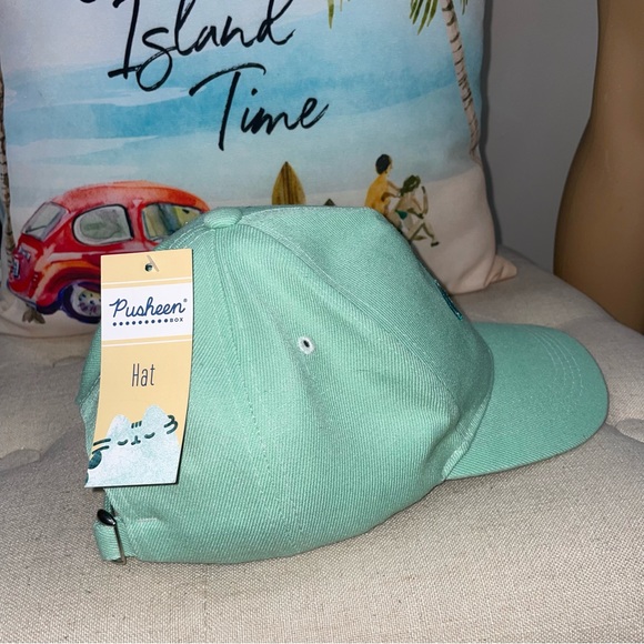 Pusheen NWT!  Hat Light Green Breath Pusheen Cat Graphic Adjustable Back - Picture 5 of 11